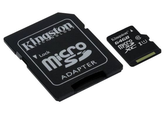 Зовнішній вигляд Kingston 64 GB microSDXC Canvas Select UHS-I Class 10.